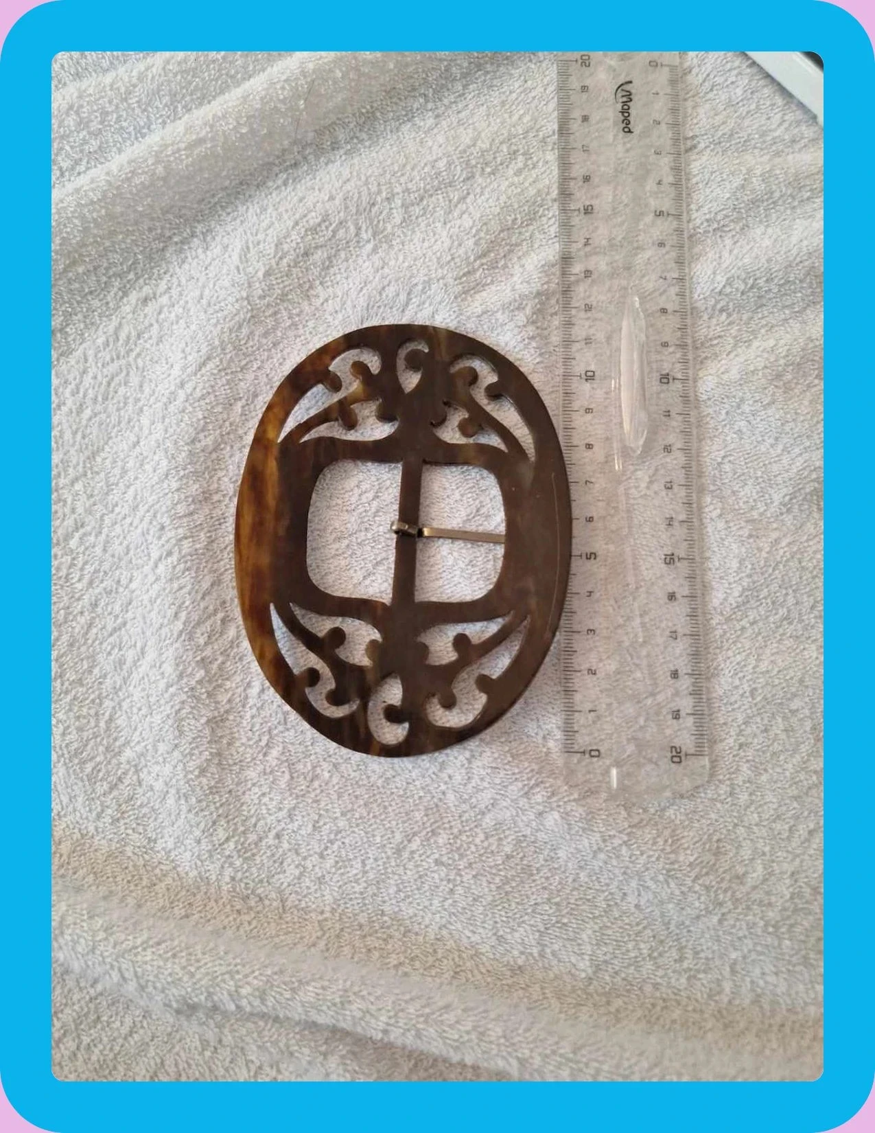 Boucle de ceinture vintage ajourée effet écaille de tortue / bakélite – photo 3